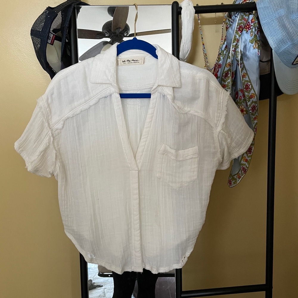 Free people short sleeve button down collar